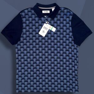 Original Penguin Palm Print Polo Shirt Men’s Large - NWT Dark Sapphire Blue